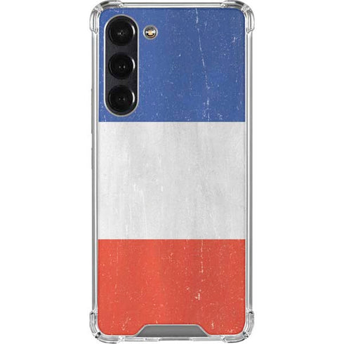 French Flag Distressed Galaxy S24 FE Clear Case